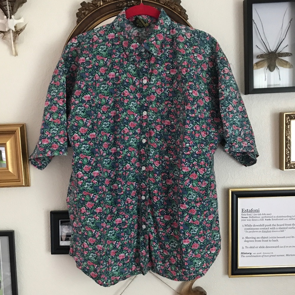 Short Sleeved Floral Button Down